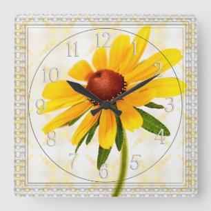 Horloge Carrée Photographe d'A Black-Eyed Susan Blossom
