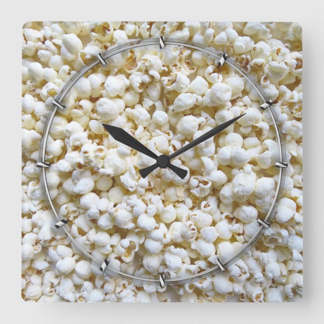 Horloge Carrée Photographie de Popcorn Texture (Recto)