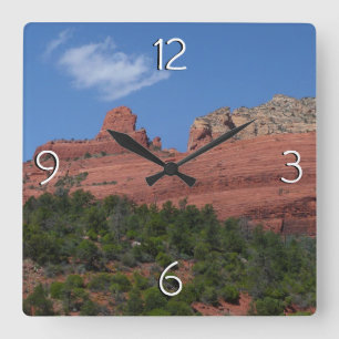 Horloge Carrée Photographie de Steamboat Rock à Sedona Arizona