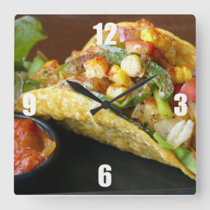 Horloge Carrée photographie mexicaine délicieuse de tacos