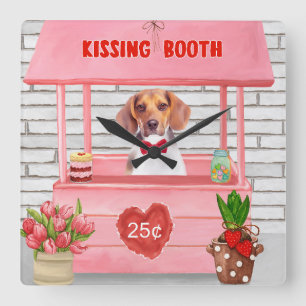 Horloge Carrée Photomaton de baisers de la Saint-Valentin pour ch
