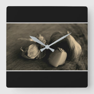 Horloge Carrée Photos d'Art de l'ail Still Life