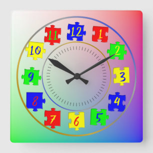 Horloge Carrée Photos personnalisées pour enfants, pièces de puzz