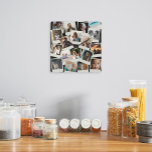 Horloge Carrée Photos vintages<br><div class="desc">Customisez avec vos photos Instagram ou d'autres petites photos et arrangez/rognez dans les cadres,  ou déplacez-les où vous voulez. La couleur Arrière - plan est personnalisable.</div>