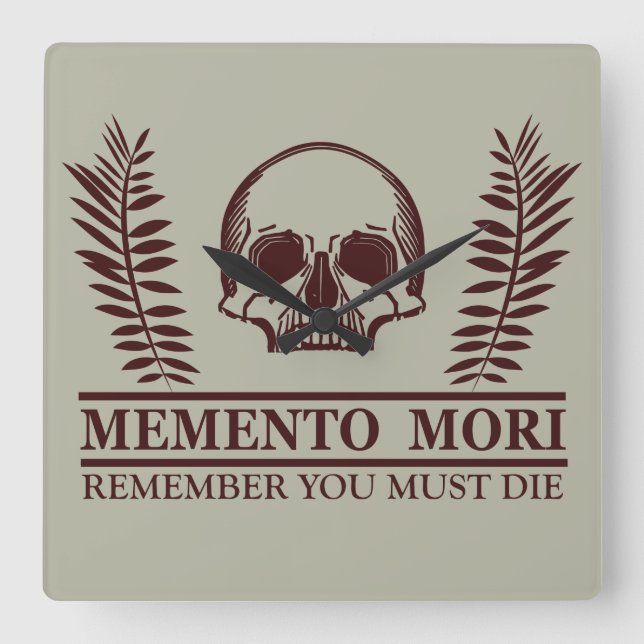 Horloge Carrée Phrase latin - Saisir le jour - Memento Mori  (Recto)