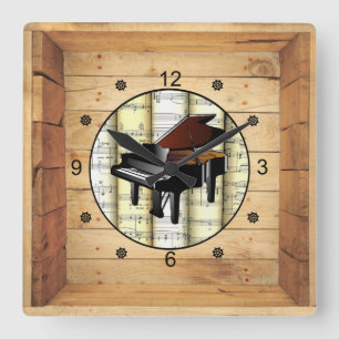 Horloge Carrée Piano 3 Dimension