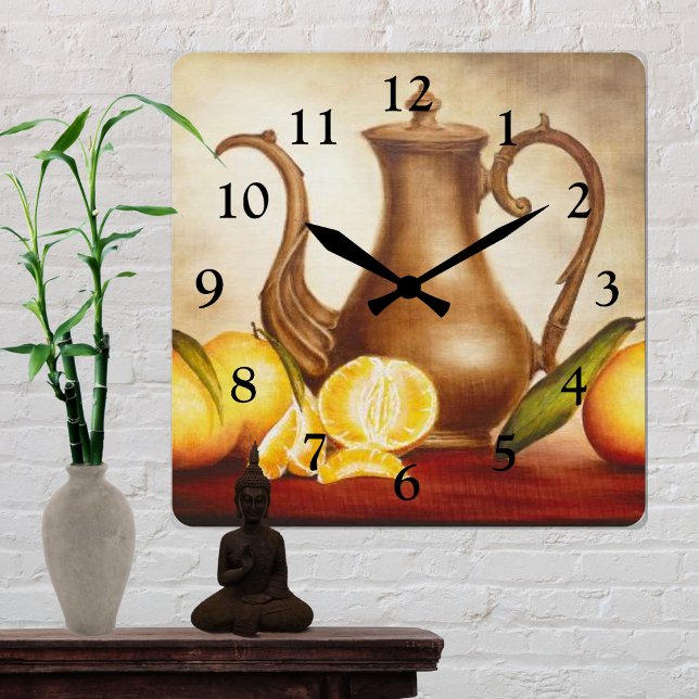 Horloge Carrée Pichet aux Oranges (Créateur téléchargé)