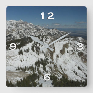 Horloge Carrée Pics de montagnes de Grand Teton I Photographie