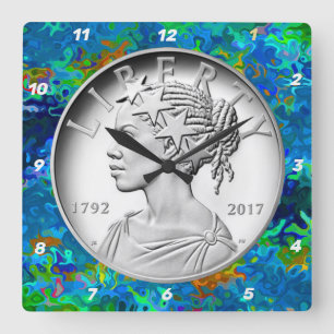 Horloge Carrée  Pièce d'argent américaine Liberty 2017  