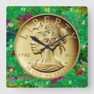 Horloge Carrée Pièce d'or American Liberty 2017