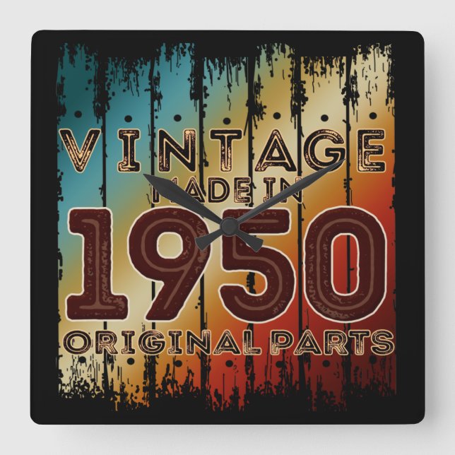 Horloge Carrée pièces d'origine vintage 1950 (Recto)