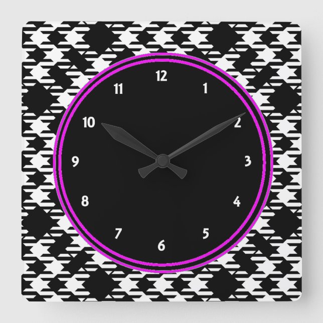 Horloge Carrée Pied de Poule (Recto)