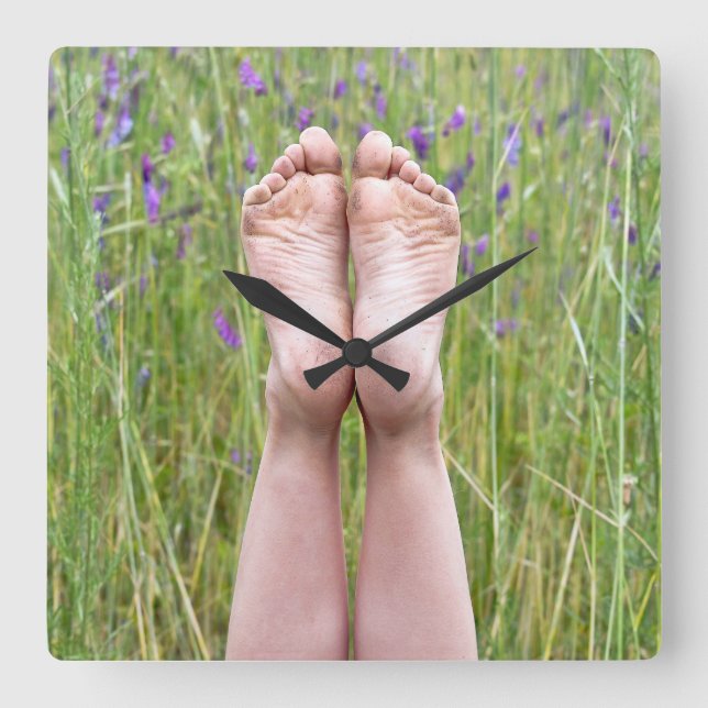 Horloge Carrée Pieds Nus Simples En Fleur sauvage (Recto)