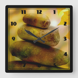 Horloge Carrée Pierre de méditation zen