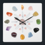 Horloge Carrée Pierre gemme en cristal d'énergie de Chakra de *~*<br><div class="desc">* Mur en cristal Clock* de vibraphone de pierre gemme d'énergie de Chakra Les gemmes et les cristaux inclus sont : Points clairs de quartz, quartz rose, grenat, calcite bleue, onyx noir, pyrite, Peridot, améthyste, agate de dentelle, citrin bleus, Carnelian, calcite orange et quartz de mandarine. C'est apaiser paisible carré...</div>