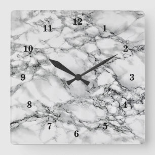 Horloge Carrée Pierre Marbre blanc branchée