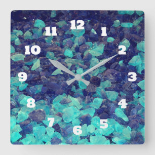 Horloge Carrée Pierres précieuses bleues Cadeaux de décoration de