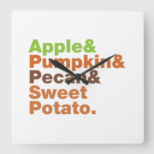 Horloge Carrée Pies de vacances ~ Fête Noël Thanksgiving Noël