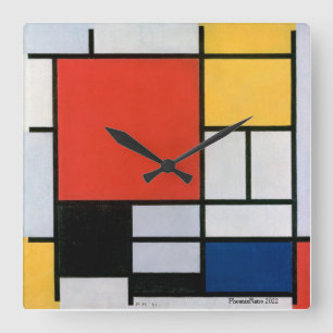 Horloge Carrée Piet Mondrian Abstrait