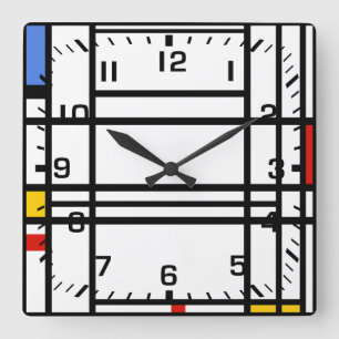 Horloge Carrée Piet Mondrian, composition 10