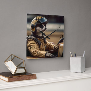 Horloge Carrée Pilote de voiture de course professionnelle Meerka