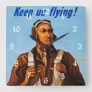 Horloge Carrée Pilotes de chasse américains des aviateurs noirs d