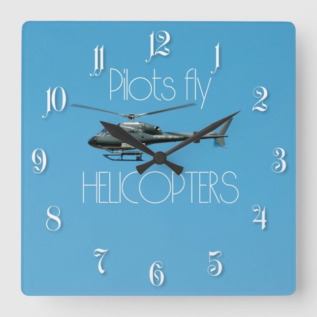 Horloge Carrée Pilotes hélicoptères volants (Recto)