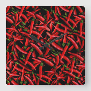 Horloge Carrée Piments rouges