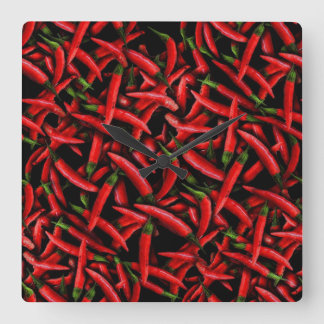 Horloge Carrée Piments rouges