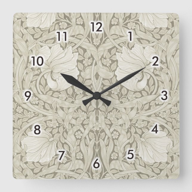 Horloge Carrée Pimpernel Ivory, William Morris (Recto)