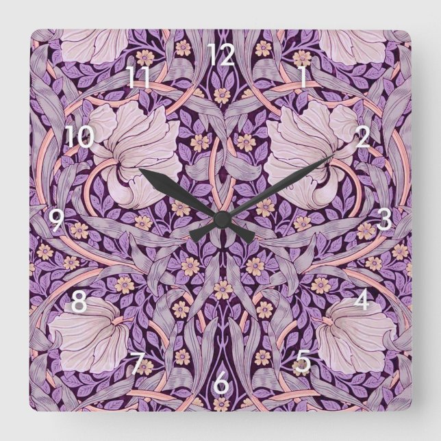 Horloge Carrée Pimpernel Purple, William Morris (Recto)