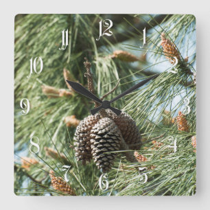 Horloge Carrée Pine cones