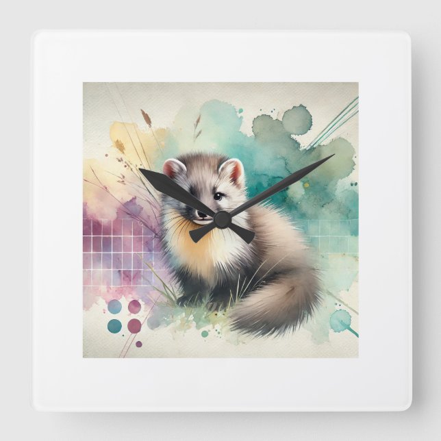 Horloge Carrée Pine Marten 081024AREF112 - Watercolor (Recto)