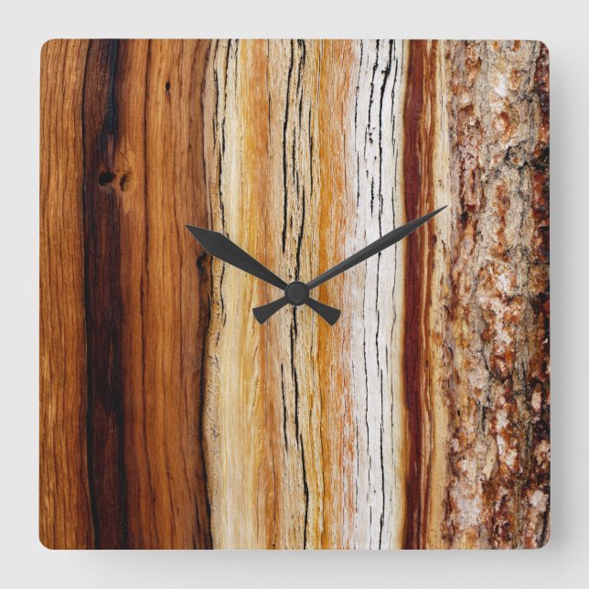 Horloge Carrée Pine Wood Grain Pattern (Recto)