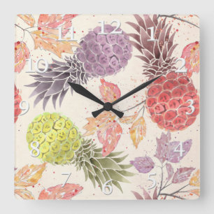 Horloge Carrée Pineapple, sweet couple, fruit round clock