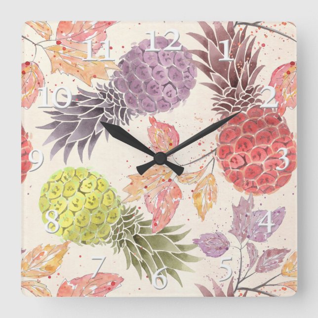 Horloge Carrée Pineapple, sweet couple, fruit round clock (Recto)