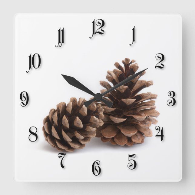Horloge Carrée Pinecones (Recto)