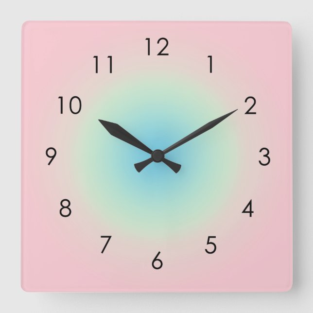 Horloge Carrée Pink Blue Gradient Ombre Pastel Aesthétique Aura (Recto)