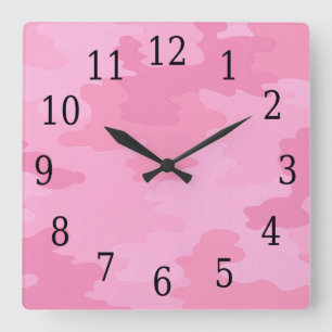 Horloge Carrée Pink Camouflage Square Clock