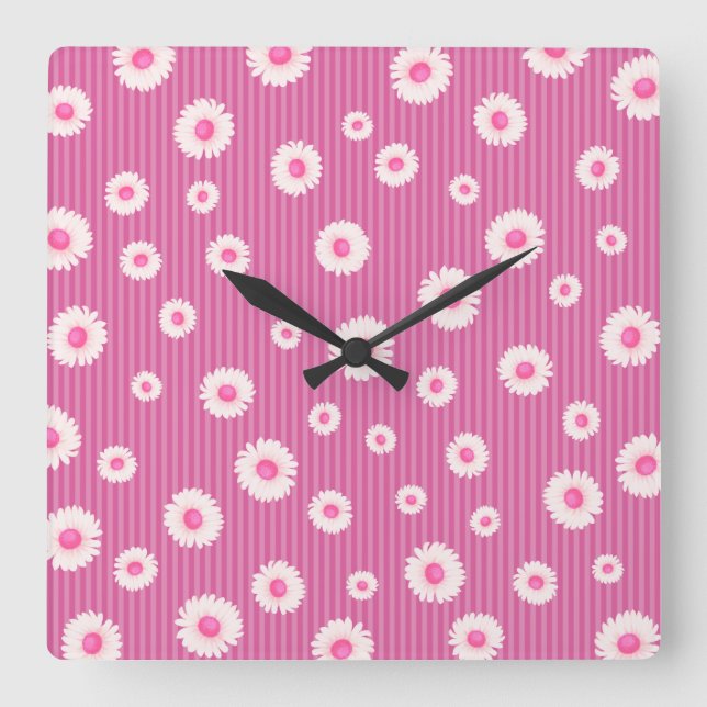 Horloge Carrée Pink Daisy (Recto)