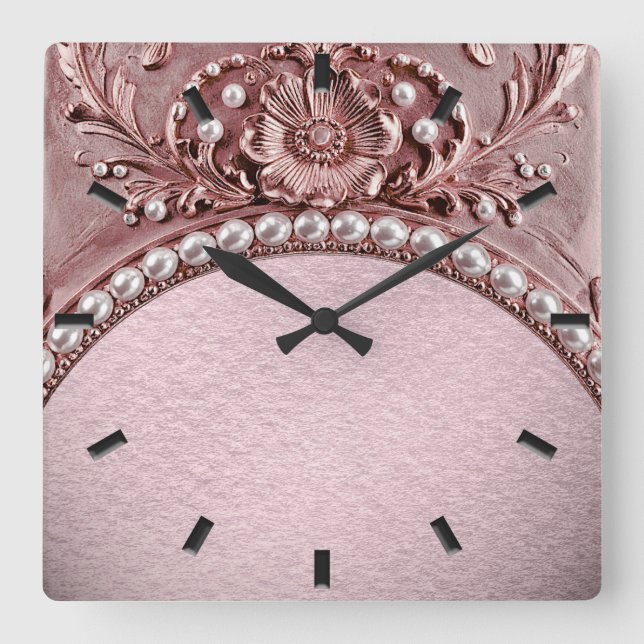 Horloge Carrée Pink Flower Wall Clock (Recto)