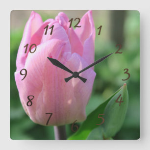 Horloge Carrée pink tupis flower spring blossom