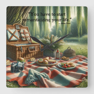 Horloge Carrée Pique-nique sous le saule