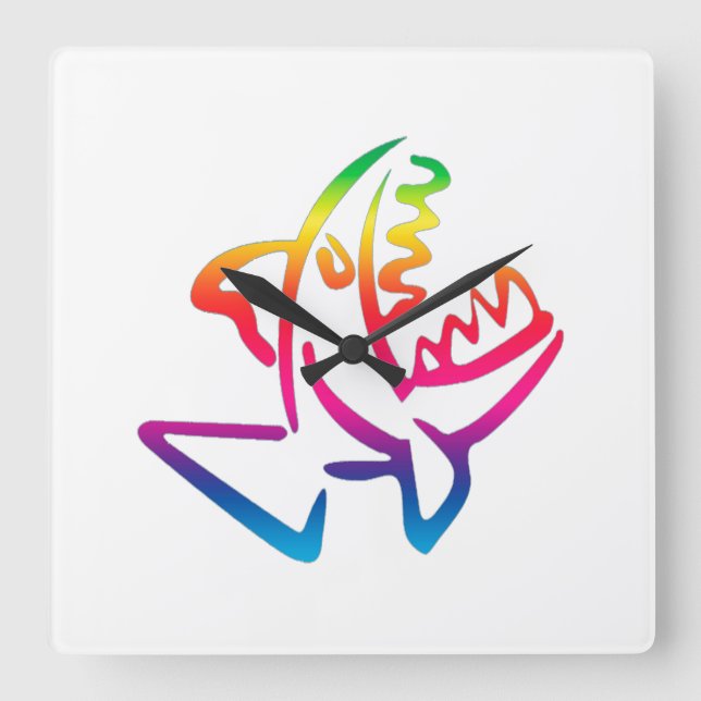 Horloge Carrée Piranha (Recto)