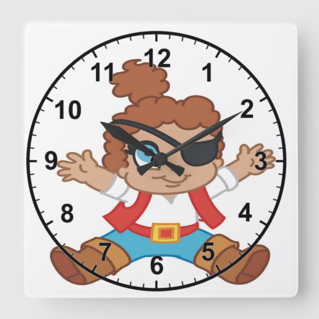 Horloge Carrée Pirate Boy (Recto)