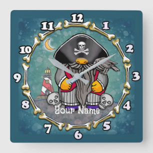 Horloge Carrée Pirate Gnome