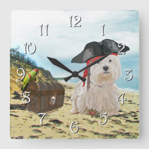Horloge Carrée Pirate Westie