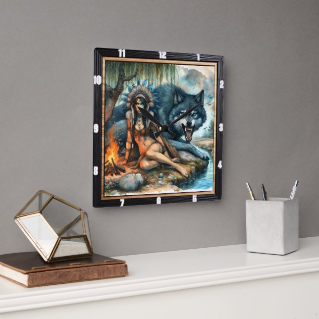 Horloge Carrée Piste native : Verres cachés doux (Bureau)