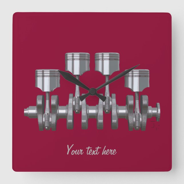 Horloge Carrée Piston Crankshaft (Recto)