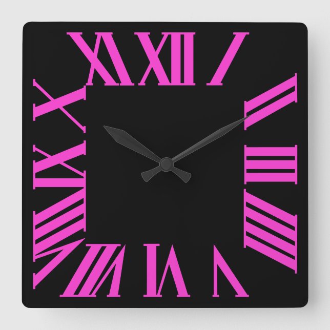 Horloge Carrée PixDezines do-it-yourself couleur rose chaud chiff (Recto)